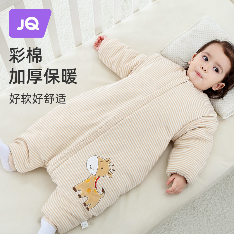 The Jing Kiri Baby Sleeping Bag Autumn Winter Style Children Pure Cotton Thickened Anti Kick Quilt Small Baby Clip Cotton Anti-Chill Warm Sleeping Bag-Taobao