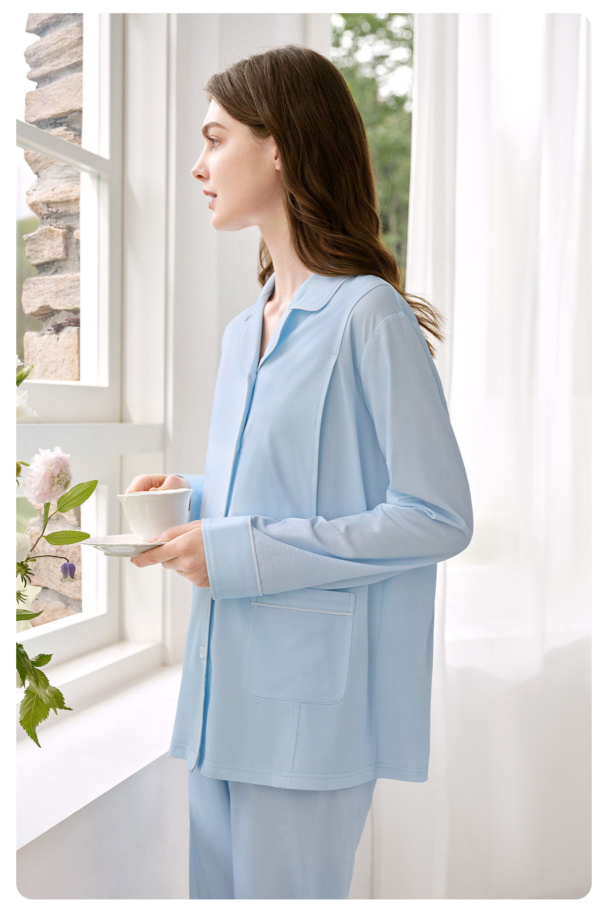 Jq Jingqi Maternity Pajamas with Breast Pads, Pure Cotton Postpartum Maternity Sleepwear, Nursing and Breastfeeding Hospital Home Wear Set for Women — 22