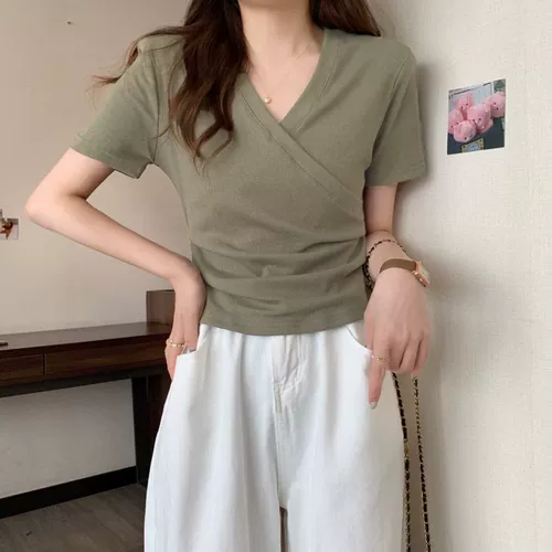 Летняя тонкая короткая футболка с коротким рукавом для кормящих грудью для выхода на улицу для беременных