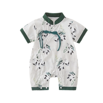 Jingqi baby summer one-year-old dress newborn Chinese one-piece harem new baby 100-day banquet week crawling suit