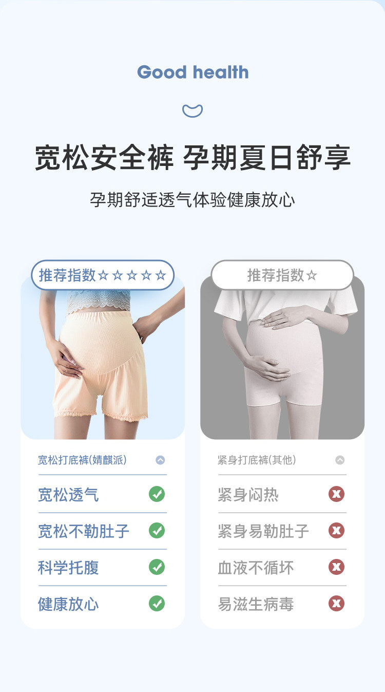 JQ婧麒孕妇安全裤夏薄款防走光大码冰丝打底裤孕期短裤子女孕妇装 — 4