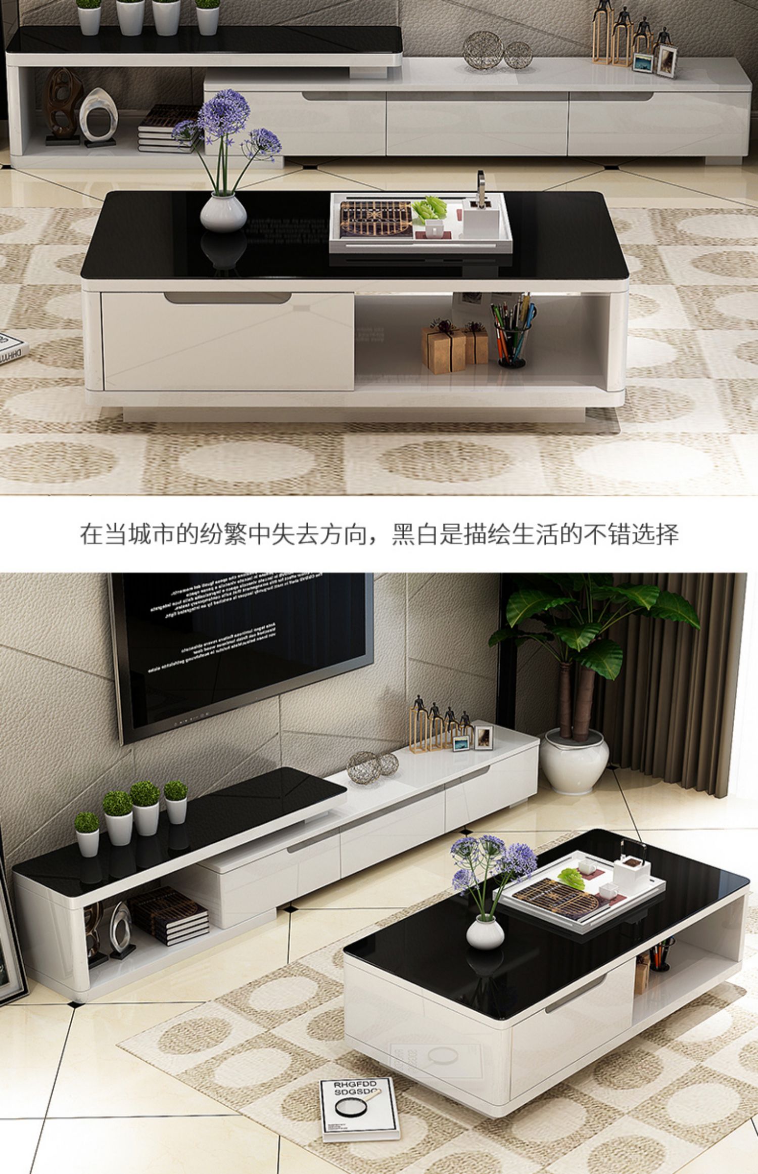 tủ TV bàn cà phê kết hợp giữa phòng khách căn hộ nhỏ tối giản hiện đại thiết lập khả năng mở rộng giá rẻ lắp ráp tủ 16H1 - Buồng tủ quần áo kính