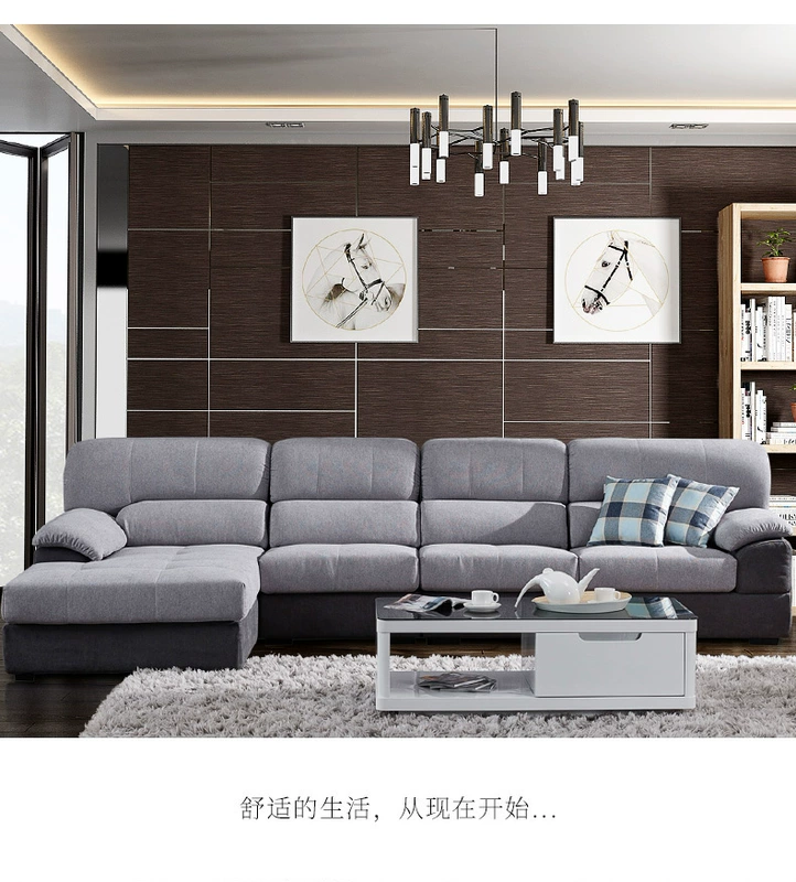 Đôi bàn ghế hổ sofa vải hiện đại phòng khách nhỏ gọn sẵn sàng ba chữ số gói kết hợp đồ nội thất sofa 085 - Ghế sô pha