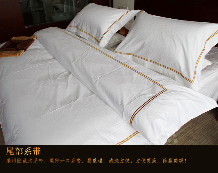 Bộ đồ giường khách sạn năm sao 60 bông satin trắng tinh khiết chăn thêu ba hoặc bốn bộ - Bộ đồ giường bốn mảnh chăn ga gối đệm cao cấp