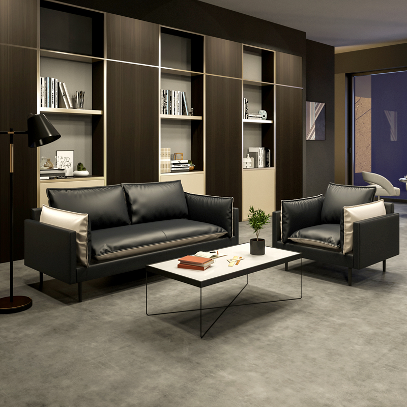 Simple modern leisure reception area business reception to discuss 4S clothing shop three people office sofa tea table combination