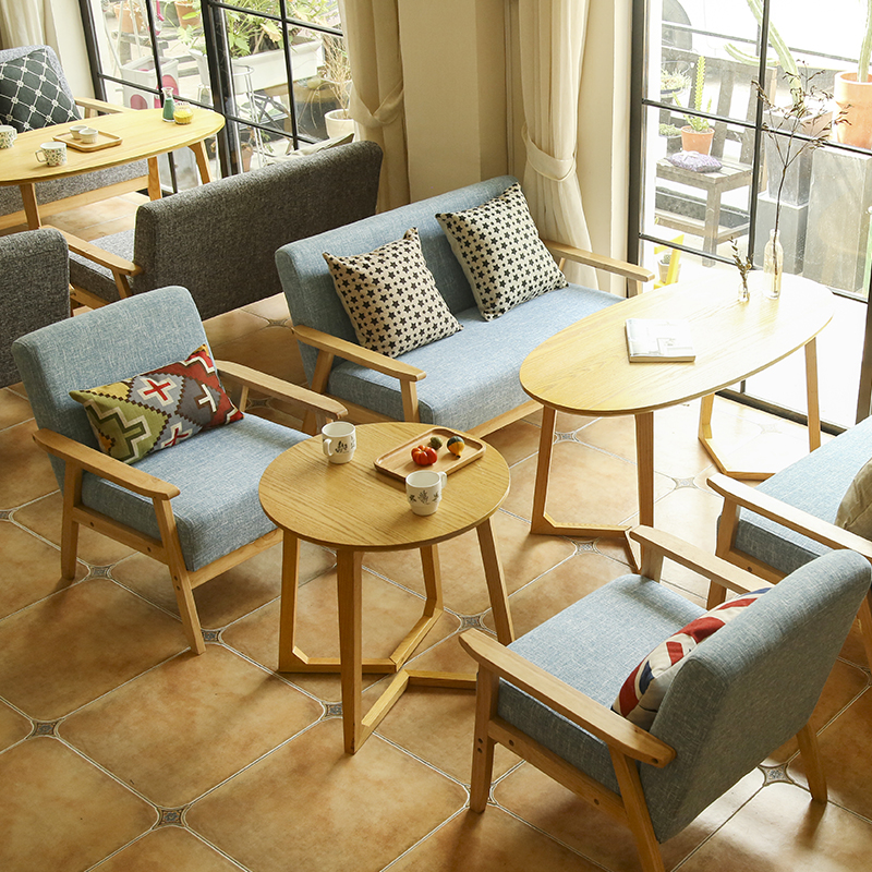 Modern simple fabric sofa solid wood leisure negotiation reception reception office sofa tea table table and chair combination