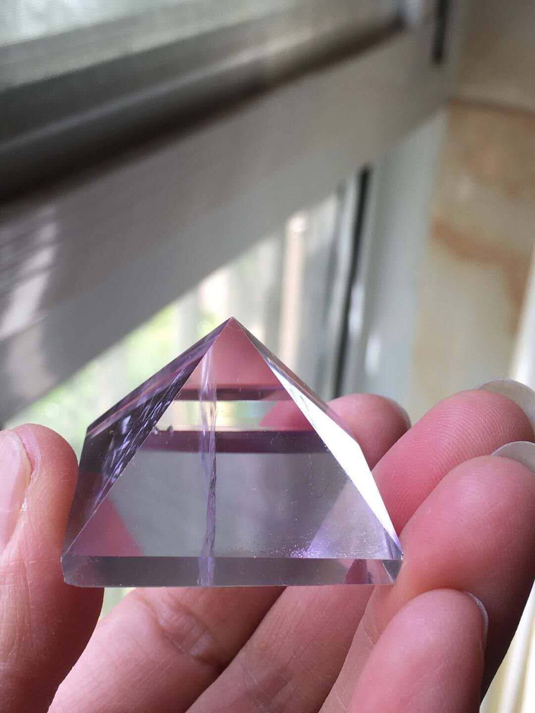 Кистлер 天然紫水晶金字塔摆件 粉紫色金字塔 晶体通透 实物拍摄 36*25mm