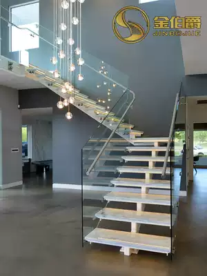 King Earl Stairs Customized Attic Steel Wood Interior Mesh Red Rotating Glass Duplex Light Luxury Steel Structure Door-to-door Installation