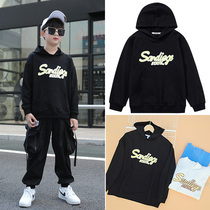 Boys Sweats 2021 Spring and Autumn Fried Street Hats Black and White Casual T-Shirt Weakly Hoodie Plus Fat Plus