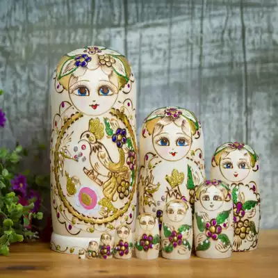 Matryoshka 10-layer Chinese style handmade wooden craft gift decoration Holiday gift creative decoration shake sound