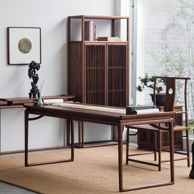New Chinese style desk painting case Zen painting table upturned desk solid wood tea table black walnut boss antique furniture