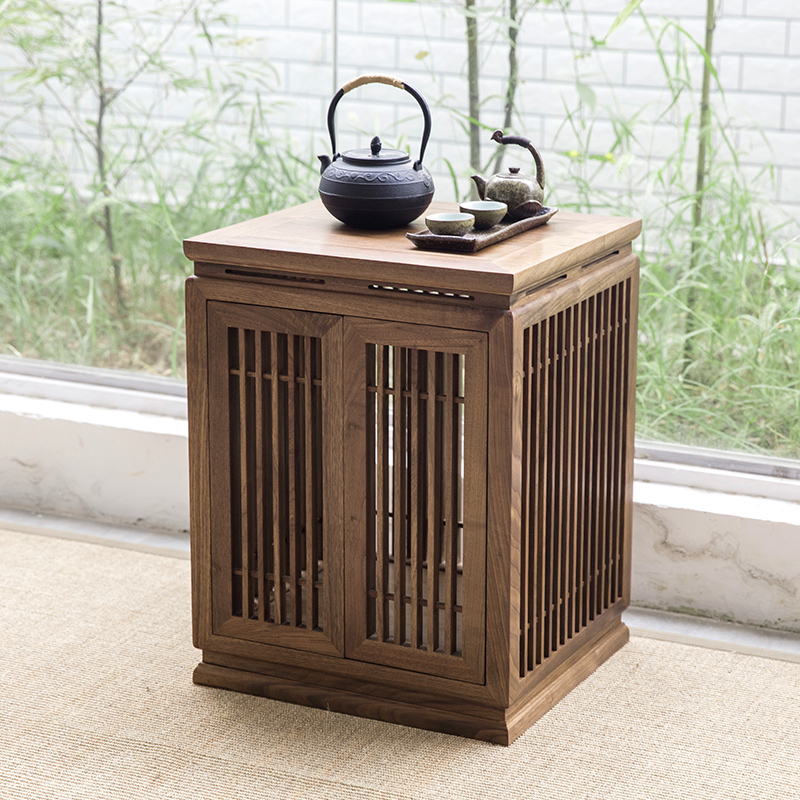 Wood Jackie Chan Neo Chinese Black Walnuts Tea Water Cabinet Table Side Cabinet Dining Cabinet Classy Pure Solid Wood Tea Room Furniture