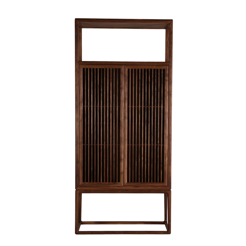 Zen Meaning Modern New Chinese Black Walnut Wood Bookcase Side Cabinet Cabinet Tea Cabinet Tea Room Bookhouse Tea House Tea House Innate