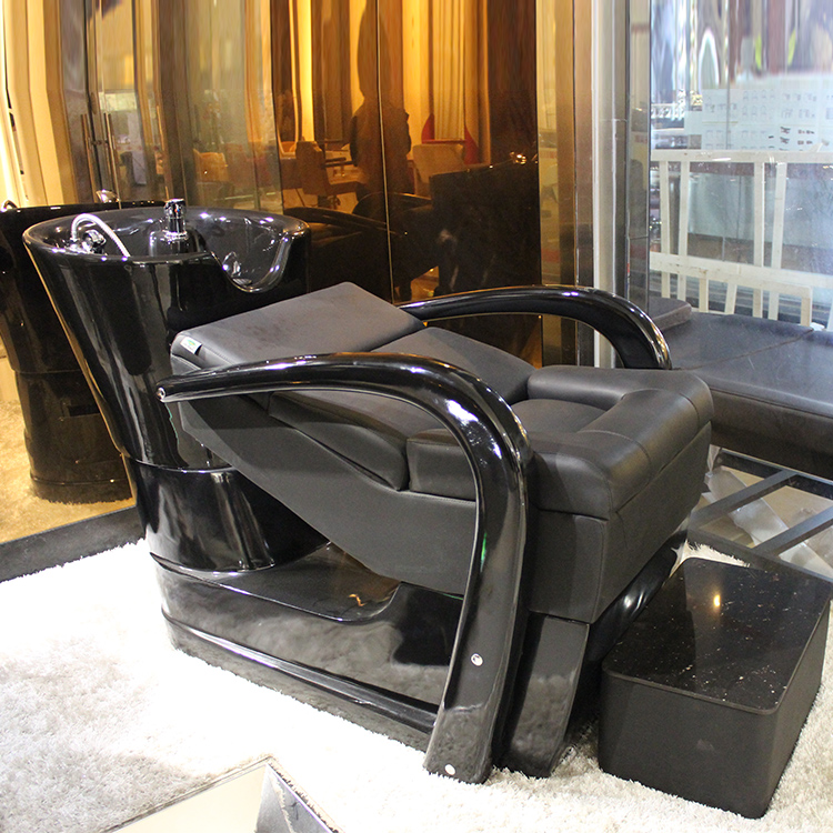 Head Wash Bed Hair Salon Special Flushing Bed Modern Generous and Shops Half Lying Flush Headbed Fiberglass Fiberglass Ceramic Basin Bed