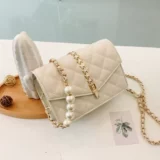 Сумка для путешествий, сумка через плечо, цепь из жемчуга, сумка подмышку, 2020, на цепочке