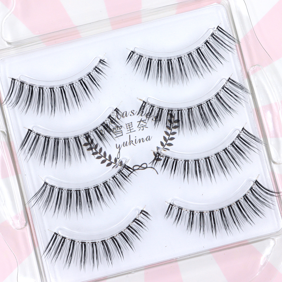 Snowinay false eyelash woman natural thick simulation pure hand woven grinding tip transparent stalk false eyelash 17