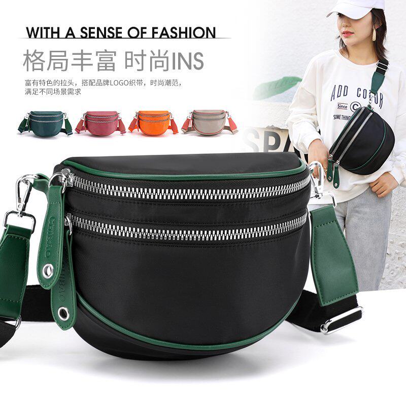 Super fire saddle bag new tide bag nylon cloth waist bag women Oxford cloth waterproof messenger bag Hong Kong style retro chest bag