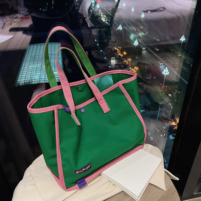 South Korea ins canvas mommy bag new mother and baby bag large-capacity portable shoulder bag out light lunch bag