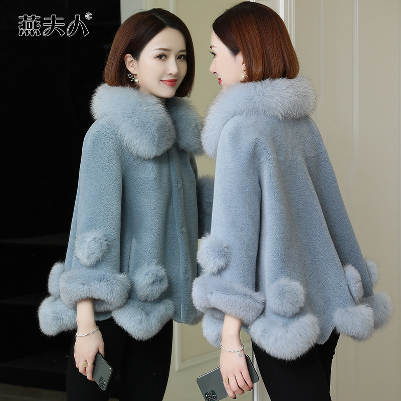 Sheep shearling women's short coat 2019 winter new fashion fox fur Haining fur grain wool coat