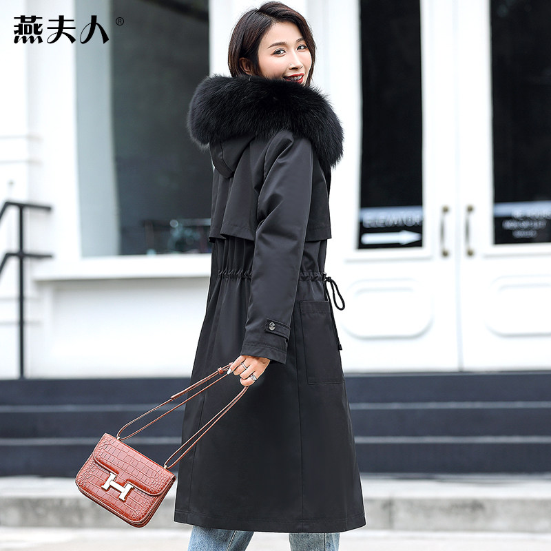 Pie overcomes the great coat woman 2019 new winter Henning Pitgrass Neover overcomes the Rex Rabbit wool liner detachable medium long version
