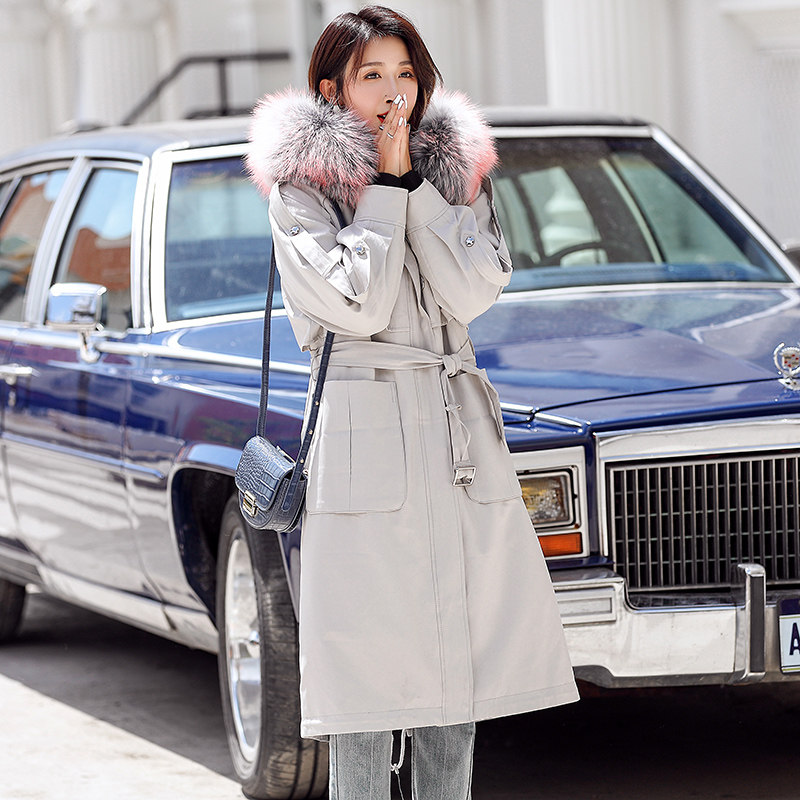 The Pie Overcomes The Great Coat Woman 2021 New Winter Henning Leather Grass Coat Rex Rabbit Hair Liner Detachable medium long version