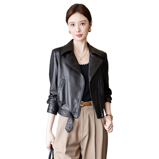 Genuine leather jacket for women's short jacket for spring and autumn new suit for territorial haining sheepskin motorcycle jacket for young version