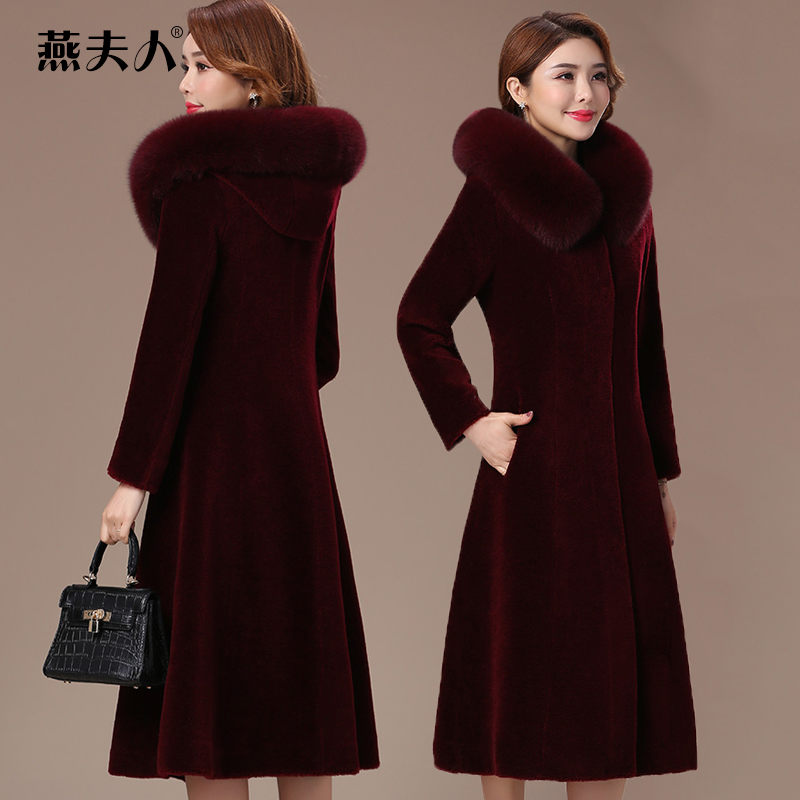 Sheep-cut velvet big coat woman 2021 new grain wool winter Mom fox Mao Hainen fur coat medium long version