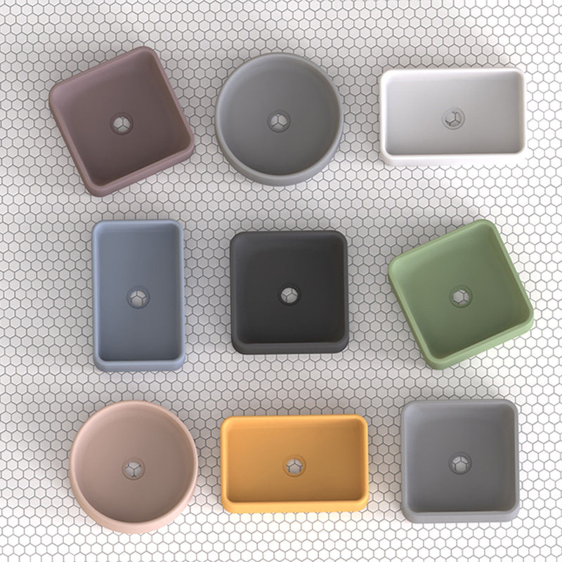 Rectangular round cement wash basin sink basin silice mold concrete handicraft wash basin kitchen bathroom mold