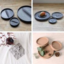  Round cement tray silicone mold Flower pot base candlestick tray Jewelry plate coaster gypsum silicone mold