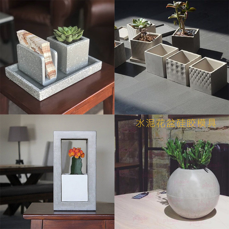 Square succulent flower pot mold cement products silicone mold clear water concrete flower pot magnesium mud plant mold