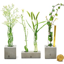 Creative cement glass tube flower pot silicone mold clear water concrete ornament combination pen holder pen insert silicone mold
