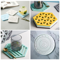Promotional cement coaster mold multiple placemat tea tray silicone mold creative diy concrete cement tray mold