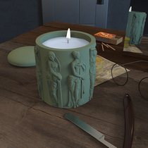 Cement silicone mold vintage lady sculpture candle cup plaster candle niche handmade concrete pot mold