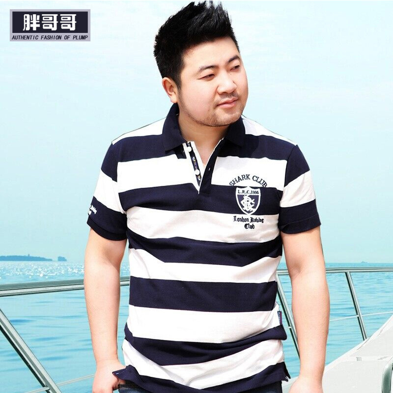 Middle-aged fat guy loose fat plus size men's T-shirt 200 250 300 pounds short-sleeved T-shirt Ralph middleot Lauren polo shirt