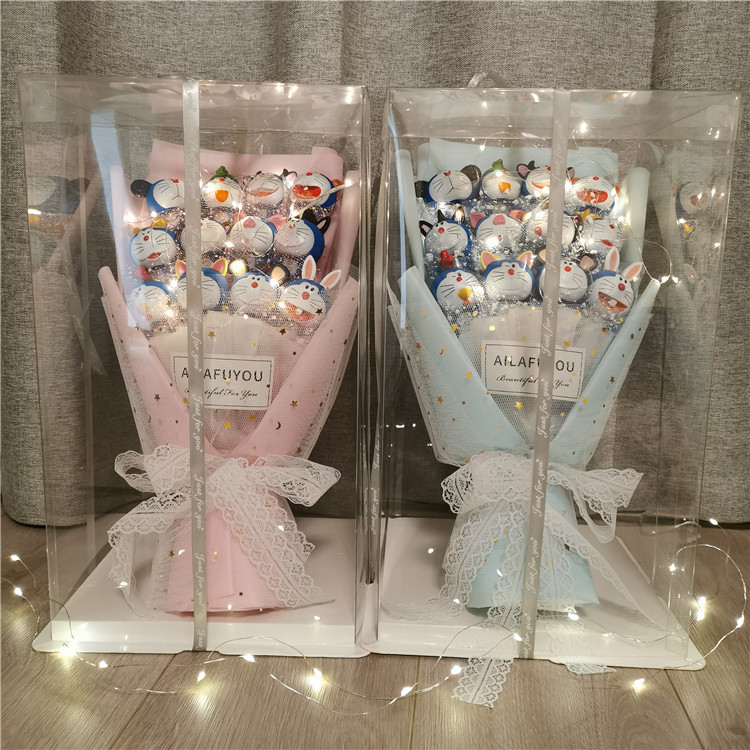 Búp bê Búp bê Jingle Mèo Doraemon xanh Béo Búp bê Hoạt hình Búp bê Ngày lễ tình nhân thứ 11 Quà tặng sinh nhật Lời tỏ tình - Hoa hoạt hình / Hoa sô cô la