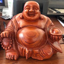 Red wood Mille Buddhas wood carvings Pear Wood Strokes big belly laughing Buddha Living room Genguan Office Adornment Pendulum