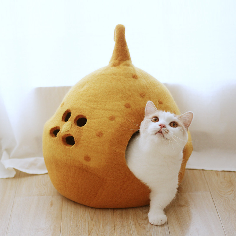 CatsCity original pure handmade wool felt cat litter Christmas autumn and winter warm cat bed magic house deep sleep