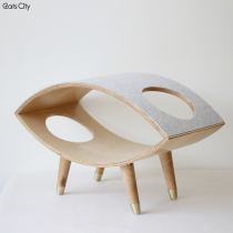 CatsCity Original Design Nordic Wind Simple Wooden Felt Cat Crew Holder Cat Shared Furniture bench
