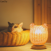 CatsCity original design hand-made vine cat chamber indoor night light cat retro-simplified atmosphere lamps