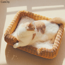 CatsCity originally designed pure hand-made double-deck square cat nest four seasons of general summer cool cat bed