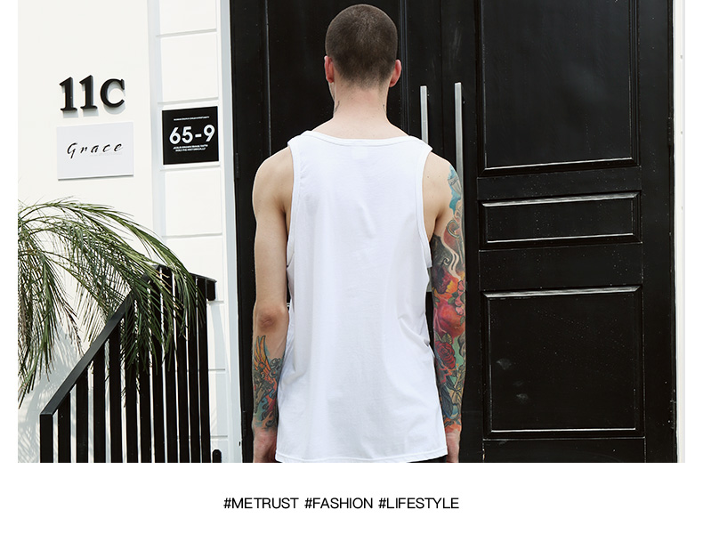 Honey Hillline hè mới tinh khiết cotton tinh khiết 4 màu vest nam không tay vest thể thao rộng cổ tròn áo trẻ trung vest trung niên