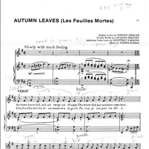 Les Feuilles Mortes English and French vocal music Bilingual version of piano accompaniment French chanson