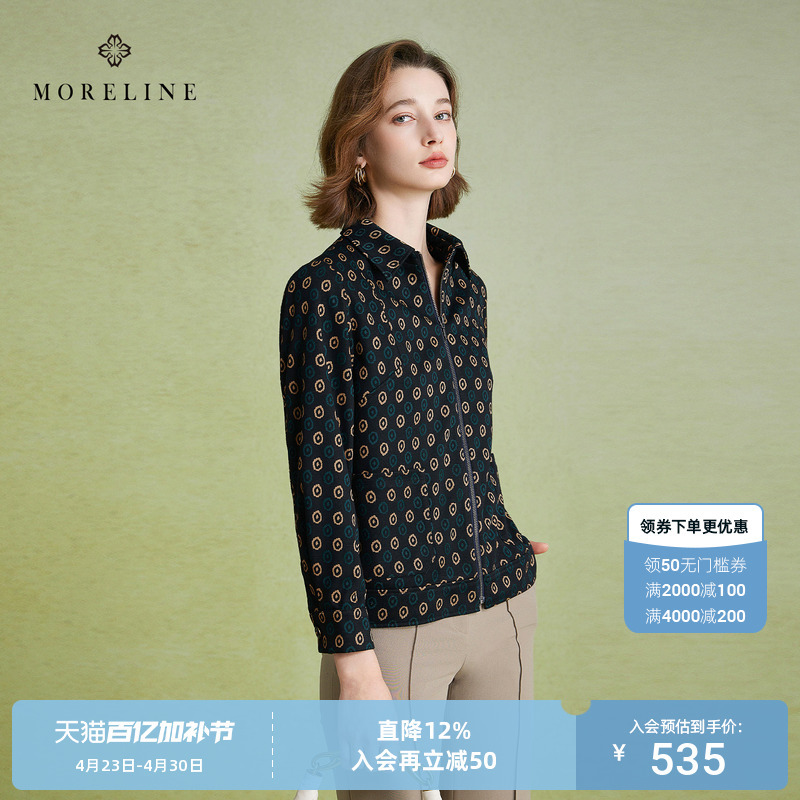 Mulan Fashion Retro Barn Style Printed Jacket for Women 2026 Spring New Lapel Zipper Short Jacket