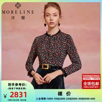 Body Mulan design sensation small crowdsourced printed shirt female spring dress French style retro long sleeves Broken Flowers Lining