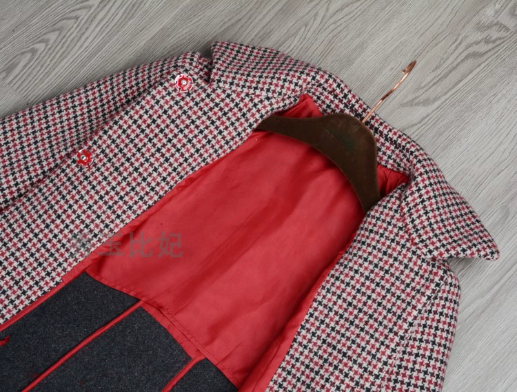 Ngực nặng khuyến nghị 18 mùa đông dày hai mặt len ​​houndstooth mỏng phần dài áo khoác len nữ