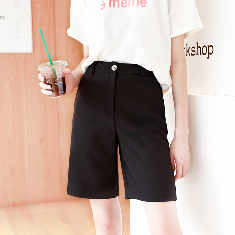 Cool Ins Original Juku 50% Pants Woman Loose Straight Drum Student High Waist Suit 50% Pants Tooling Casual Shorts Summer