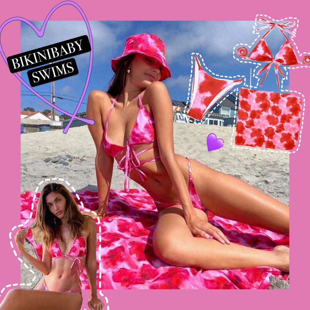 (Jam Jam Dye) ins and American peoples Double-sided Zdyeing Sexy Bikini Three-piece Skirt-Style Split Swimsuit-Taobao