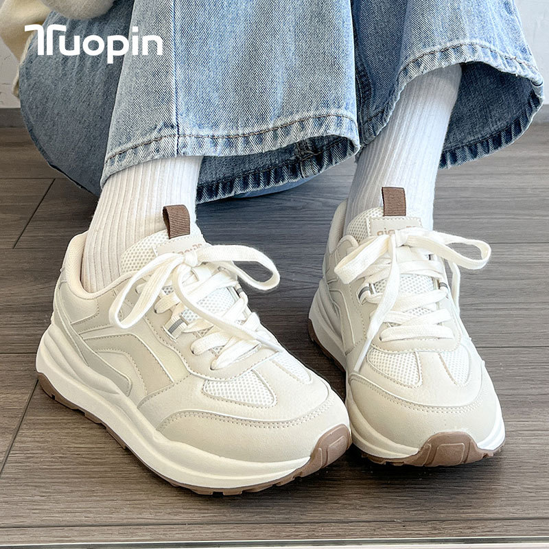 Women's Sports Shoes 2026 Summer New Running Shoes with Plush Lining, Thick-Soled Dad Shoes, Popular Casual White Shoes for Women