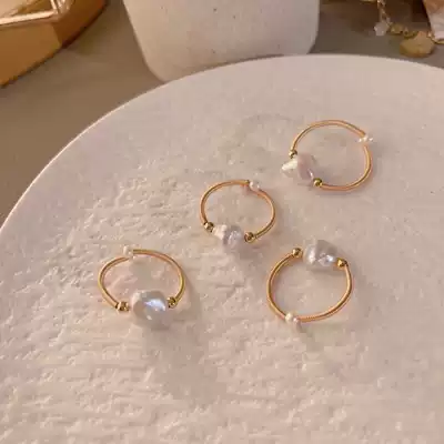 Jingtian Steng the same baroque pearl ring women's national tide creative retro niche design opening can be adjusted