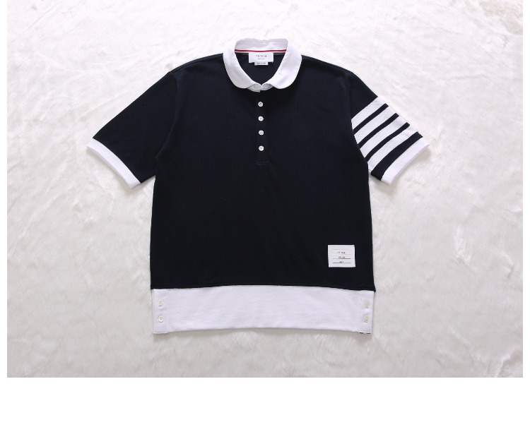 Cổ điển mới tb polo áo sơ mi nam giới và phụ nữ vài mô hình slim ve áo triều thương hiệu ngắn tay giản dị ve áo T-Shirt